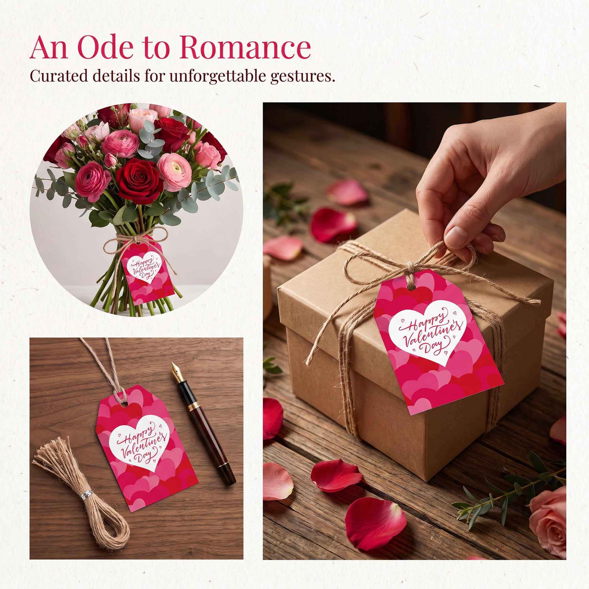 Unique Bargains 100Pcs Durable Gift Tags with Natural Jute Twine Hearts Pattern 2" x 3.1"