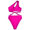 thumbnail image 4 of Sngxgn Women's 2 Piece High Waisted Wrap Spaghetti Strap Summer Swimsuit Bikini Set(Hot Pink,L), 4 of 4