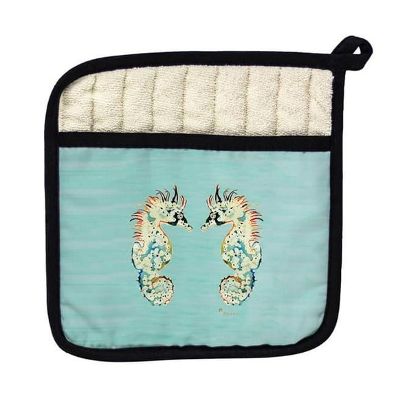 Betsy Drake PT388C Betsys Sea Horses Teal Pot Holder