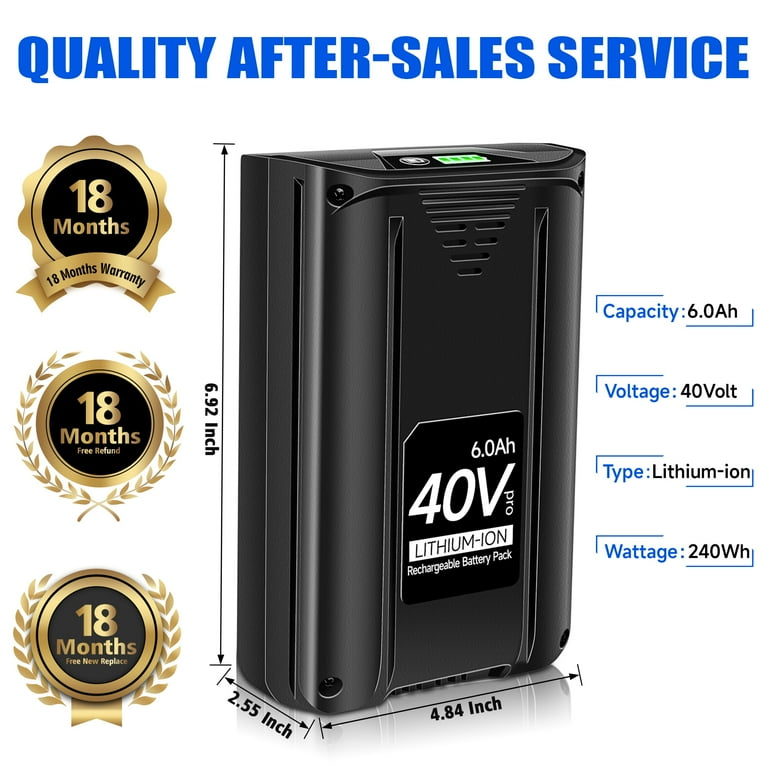 DSANKE 40V 6000mAh Battery Replacement for Kobalt 40Volt Lithium Ion Battery KB440 03 KB540C 06 KB540 06 KB2540C 06 KB640 03 KB240 06 KB640 06