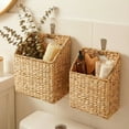 thumbnail image 2 of MEHOOM Wicker Storage Baskets, Hanging Wall Baskets for Organizing Files, Mail, Books, and Accessories (2 Pack), 2 of 9