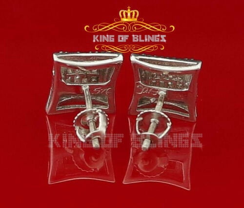 King of Bling's Aretes Para Hombre 925 White Silver 0.25ct Diamond Men's Stud Kite Earrings