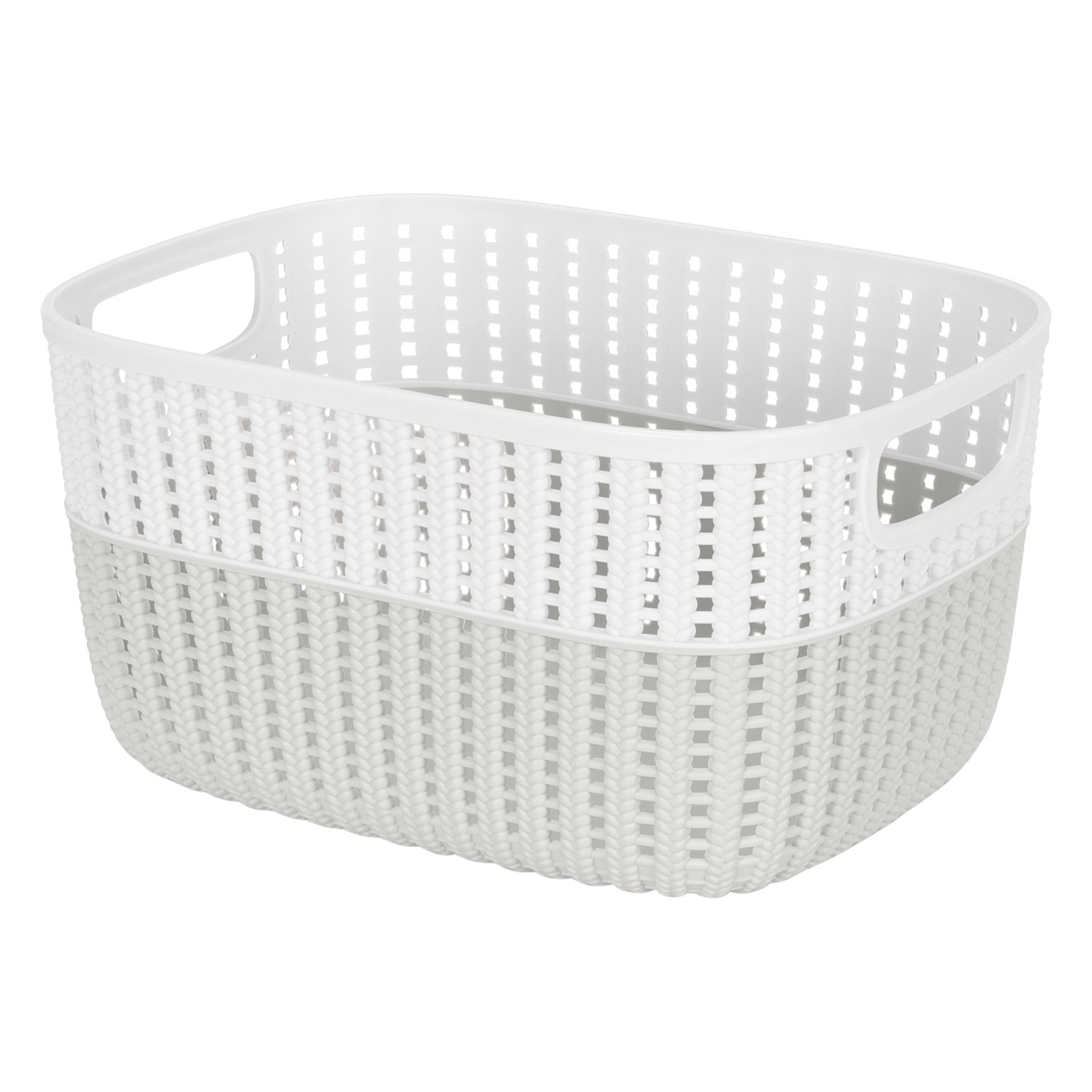 Simplify 4 Pack 2-Tone Decorative Medium Storage Basket Plastic in Heather Grey
