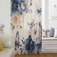 thumbnail image 6 of Vintage Blue Floral Sheer Curtains 96 Inches Long, Butterflies Flower Linen Light Filering Curtains, Privacy Drapes Simi Floor to Veiling Curtain for Living Room Bedroom Large Window Treatment, 6 of 9