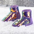 thumbnail image 3 of Kushyshoo Girls Snow Boot Purple Sparkle Sequins Winter Boots Lightweight for Big Kids Size 1, 3 of 8