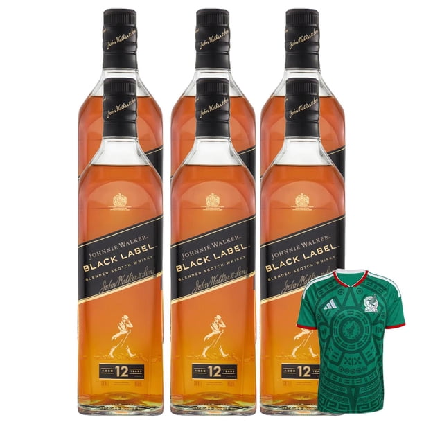6 Whisky Johnnie Walker Blend Black Label 1 L + Jersey Verde