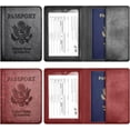 thumbnail image 2 of 2PCS Passport Holders，Ultra Slim Passport Wallet，PU Leather Passport Cover for Women and Men, 2 of 3
