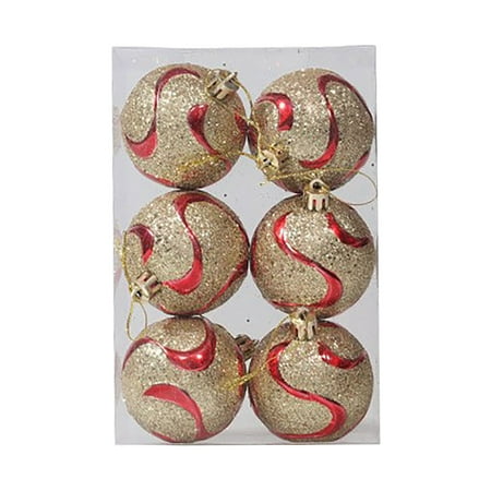 

6PCS Christmas Ball Plastic 6cm Red Glitter Ball Christmas Tree Ornament Christmas Painted Twig Garland for Decorating Rear View Swinging Animal Easter Miniatures Ornament Hangers String Chandelier