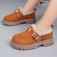 thumbnail image 4 of NOKIO Kids Winter Loafer Boots Fleec𝖾 Sherpa Lined Metal Buckle Decor Thick Lug Sole Suede Upper Non‑Slip Warm Indoor Outdoor Footwear for Boys Girls, 4 of 8