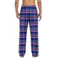 thumbnail image 4 of bbymog Baggy Pants Men's Plus Size Plaid Elastic Waist Sleepwear Casual Drawstring Pajama Pant Soft Straight Vintage Trousers with Pockets Purple A S, 4 of 6