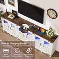 thumbnail image 3 of ChVans LED Farmhouse TV stand for up to 100" TVs with Power Outlet, 95.3" Large Entertainment Center Console Table, 35.4" Tall Rustic Media Console w/Storage Shelves for Living Room, 3 of 8