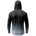 thumbnail image 4 of Men's Ombre Print Hooded Long Sleeve Sun Shirt - Fashionable Gradient Pullover with Built-in Face Mask & Zipper Pocket - UPF 50+ Quick Dry Athletic Top for Fishing, Hiking & Summer 2026 Black L, 4 of 7