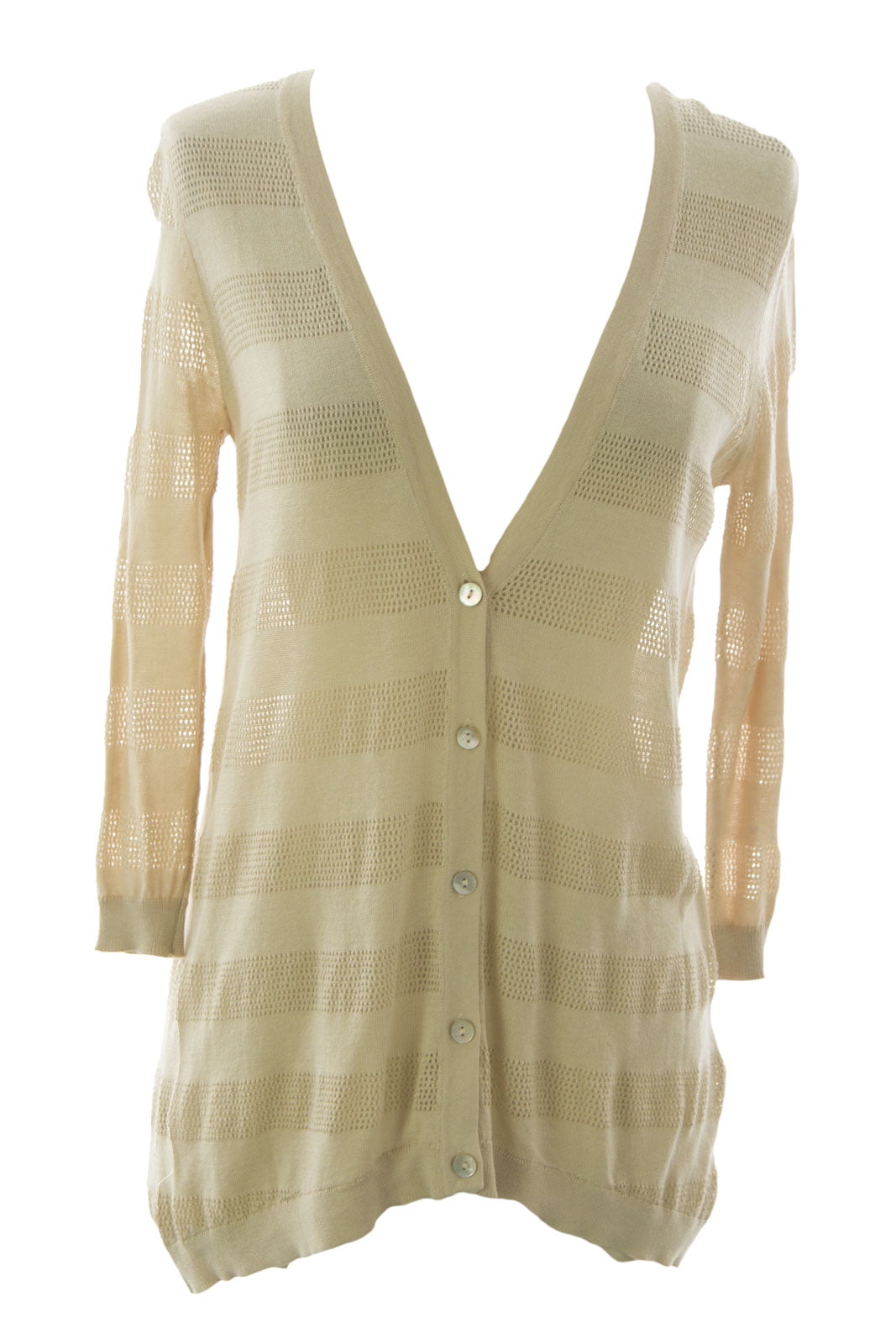 August Silk Women's Navy Combo Striped 3/4 Sleeve Sweater S $58 
