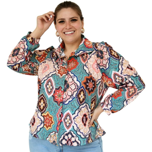 Blusa camisera juvenil Roman Fashion/Tallas Extras, 0437 (Turquesa) azul 42 Roman Fashion BL-JUL-0437-AZUL