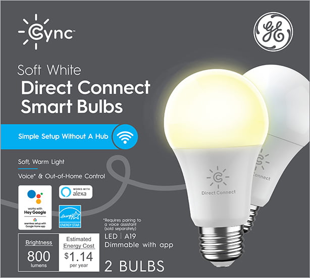 GE Smart 60-Watt Soft White Light Bulb 2-Pack for sale online 