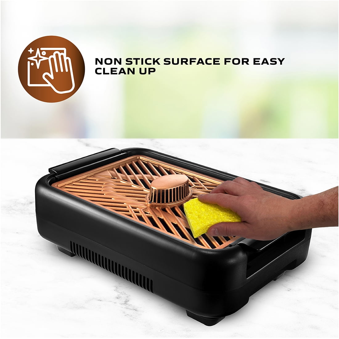 Gotham Steel Smokeless Grill with Fan, Indoor Grill Ultra Nonstick Electric Grill Dishwasher Safe Surface, Temp Control, Metal Utensil Safe, Barbeque Indoor Grill, As Seen on TV - 3