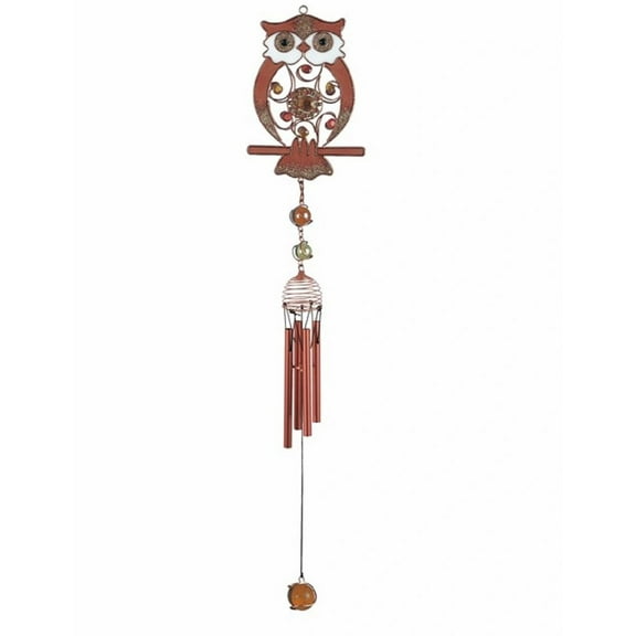 FC Design 26" Long Owl Copper and Gem Wind Chime Garden Patio Decoration