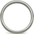 thumbnail image 2 of Titanium/Silver Two-Tone Titanium Ridged Edge Sterling Silver Inlay 8mm Brushed/Polished Band (Size 13.5) Made In China tb16-13.5, 2 of 5