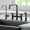 thumbnail image 2 of KRAUS Urbix™ Industrial Bridge Kitchen Faucet and Water Filter Faucet Combo in Matte Black/Red, 2 of 11