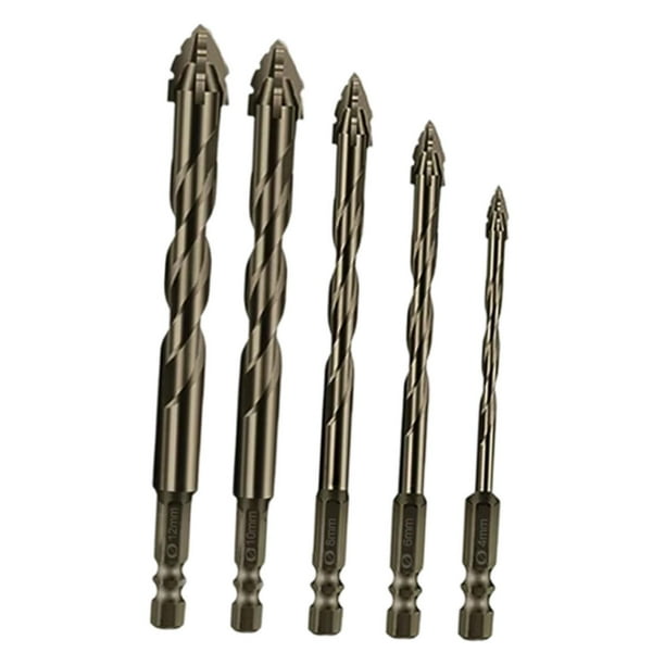 Juego de brocas excéntricas dentadas de cuatro con punta de carburo, liberación rápida, montaje sencillo y profesional, accesorios de repuesto 5 piezas