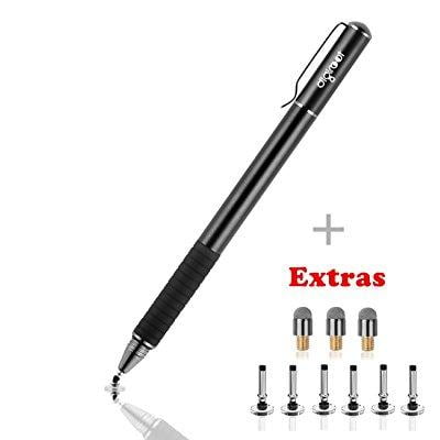 digiroot (1piece) 2-in-1 precision stylus disc tip with fiber tip for notes-taking, drawing , navigation on touch screen device (6 discs, 3 fiber tips included)-