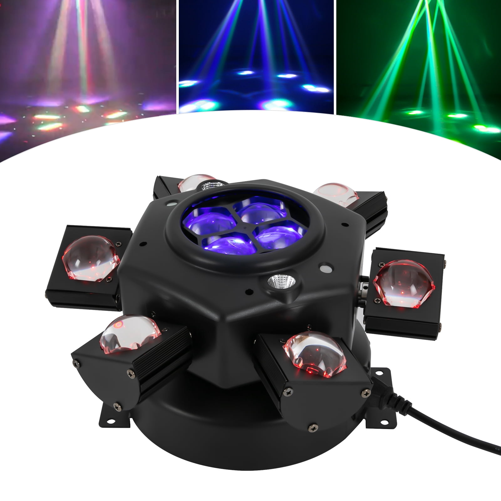 Dynamic Stage Lighting 6 Arm Bee Eye LED Beam Moving Head Laser Light, DMX512, Voice & Auto Control, 150W Power for Parties & Clubs