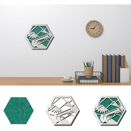 Wooden Art Acoustic Panels Abstractionism Flame Cutout Green Felt Sound Absorbing Panels Soundproof Wall Panels Decorative Acoustical Wall Panels for DIY Living Room Bedroom
