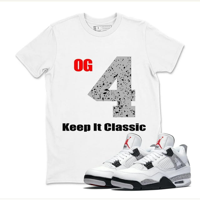 Keep Is Classic Chemise pour Assortir Jordan 4 Ciment Blanc, Chemise Rétro 4 Ciment Blanc, Blanc Ce - Sable - 3TG