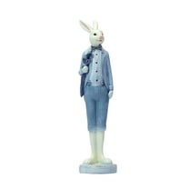 Easter Bunny Figurine, Gentleman Bunny Statue for Indoor Outdoor Home Decor, Garden Patio, Spring Holiday Tabletop Decoration - Style A