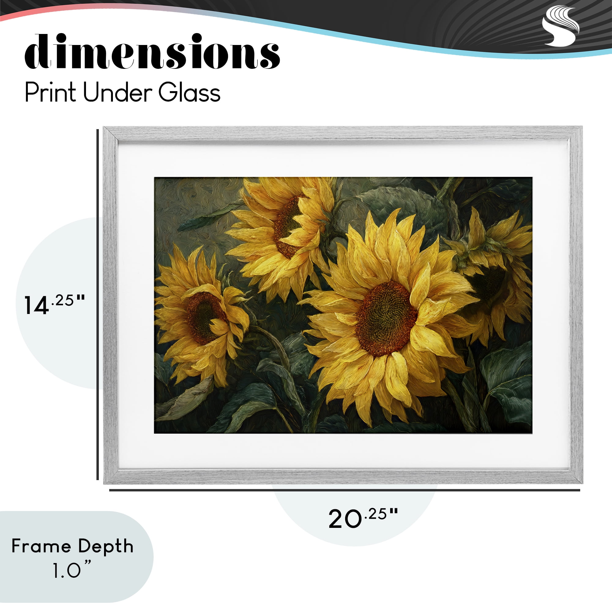 Stupell Industries Sunflowers For The Soul Gray Framed Print Under Glass, design by Tina LeCour