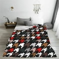 thumbnail image 5 of Zufioo Houndstooth Green Red Fleece Blanket Queen Size,Plush Bed Blanket,Ultra Soft Throw Blanket,Plush Fuzzy Cozy Blanket Perfect for Bed,Couch-80"x60", 5 of 7