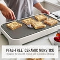 thumbnail image 3 of 12” x 22” Electric Griddle, XL Ceramic Nonstick Flat Top Cooking Surface, Adjustable Temperature Dial, Drip Tray, Dishwasher Safe, 1500W Fast Even Heating, Pancakes & Eggs, Linen Cream, 3 of 9