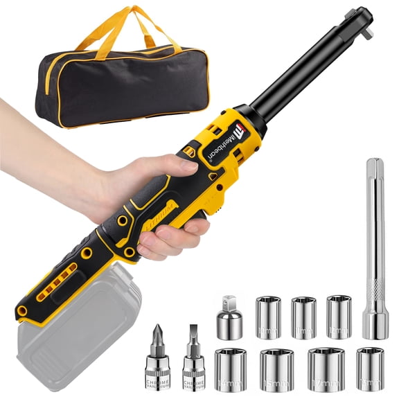 iMesheban 6" Extended Cordless Electric Ratchet Wrench, 3/8" 70 Ft-lbs 400 RPM 20V Long Reach