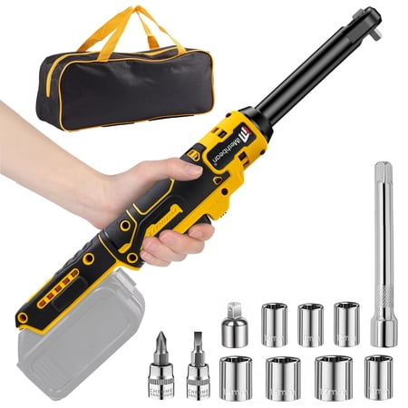 iMesheban 6" Extended Cordless Electric Ratchet Wrench, 3/8" 70 Ft-lbs 400 RPM 20V Long Reach