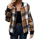 thumbnail image 2 of Chaquetas de Mujer Informales con Cremallera, de Franela A Cuadros, Larga, Holgadas, Ideales para Otoño. Marrón L, 2 of 6