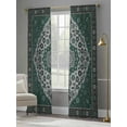 thumbnail image 4 of Boho Flower Sheer Curtains 108 inches Long, Dark Green Bohemia Geometric Tribal Ethnic Light Filtering Sheer Window Curtains Rod Pocket Voile Drapes for Bedroom Living Room, 2 Panels 52"W x 108"L, 4 of 7