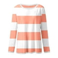 thumbnail image 5 of Blouses for Women Novelty Trendy Striped Color Block Long Sleeved Crew Neck Tunics Stretch Comfy Relaxed Fit 2025 Basic Tees, 5 of 5