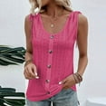 thumbnail image 2 of Wyobmus Womens Plus Size Tank Tops Sleeveless Eyelet Embroidery Scoop Neck Shirt Casual Button Down form Fitting Summer Tank Top S-4X A-Hot Pink, 2 of 6