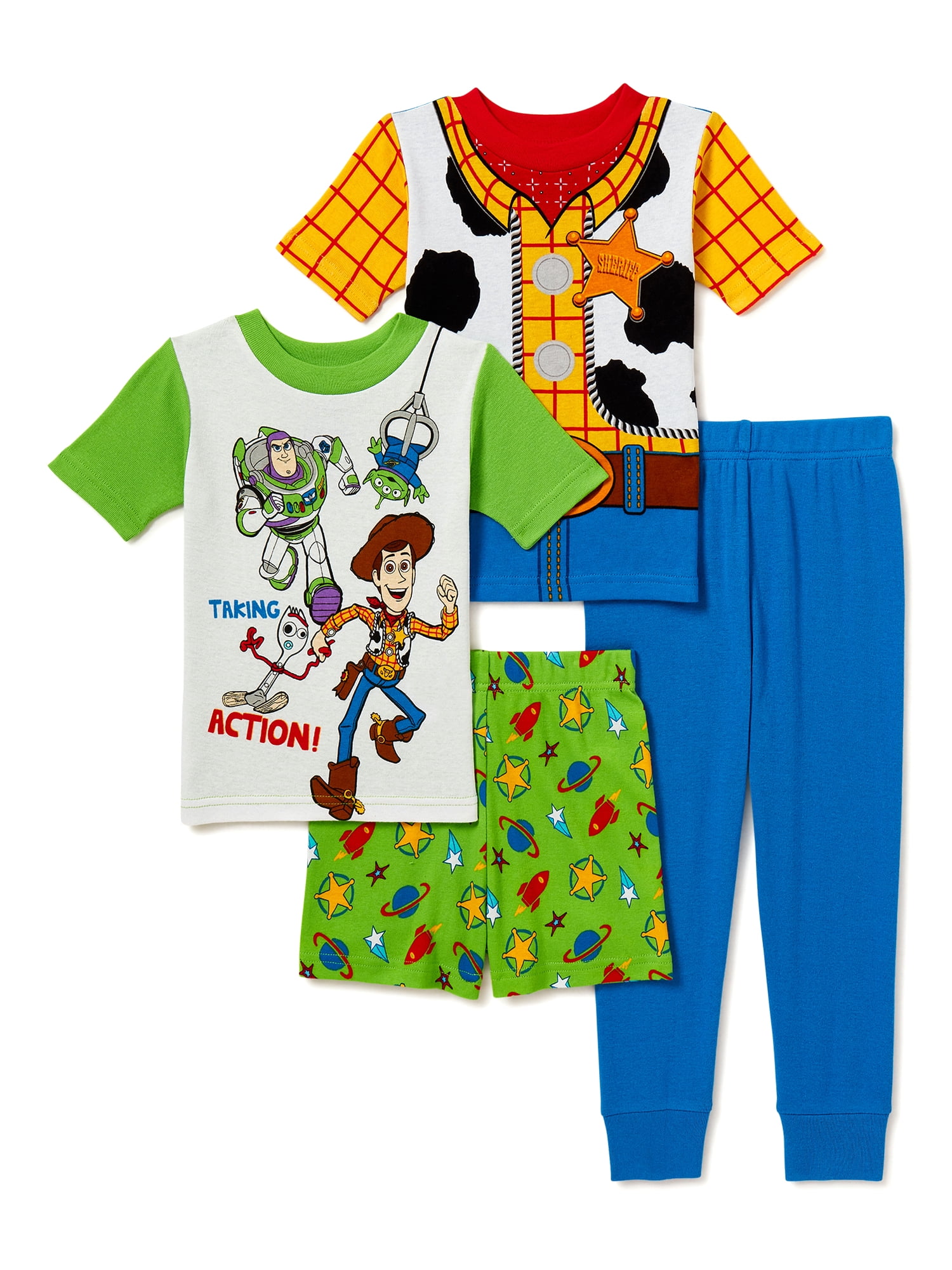 Toy Story 4 Toddler Boy Cotton Knit Pajamas, 4Piece Set, Sizes 2T4T