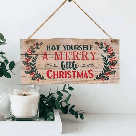 Merry Christmas Sign Xmas Tree Decoration Wooden Door Wall Hanging Ornaments Board For Holidays Outdoor Indoor Home Decor Gift