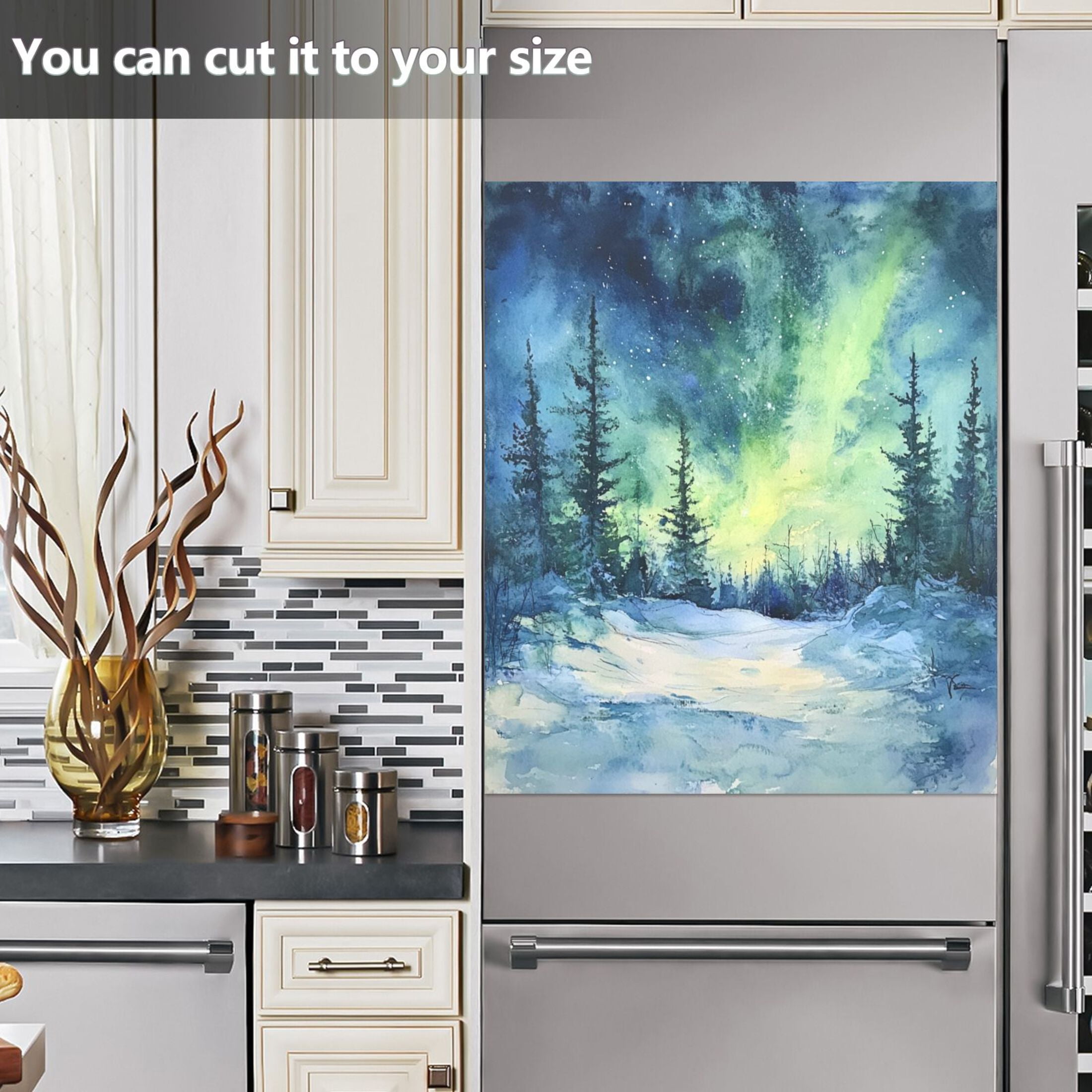 Dishwasher Magnetic Sticker 23x26 Inch Refrigerator Magnetic Sticker Washing Machine Magnetic Sticker Kitchen Panel Magnetic Sticker Home Decor Beautiful Forest Aurora
