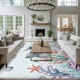 thumbnail image 3 of Large Area Rugs for Living Room Bedroom, Whale Coastal 6'x9' Rug Washable Carpet Runner Indoor Outdoor, Summer Beach Ocean Shell Jellyfish Starfish Non Slip Floor Mats Rug for Kitchen, Playroom, 3 of 8