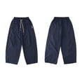 thumbnail image 7 of Hurxie Boys Baggy Sweatpants Wide Leg Open Bottom Elastic Waist Athletic Joggers Pants with Pockets Navy,14-15 Years, 7 of 7