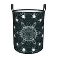 thumbnail image 1 of DouZhe Waterproof Collapsible Large Laundry Baskets, Spider Web Trap Prints Circular Hamper with Handles, Dark Green, 1 of 6