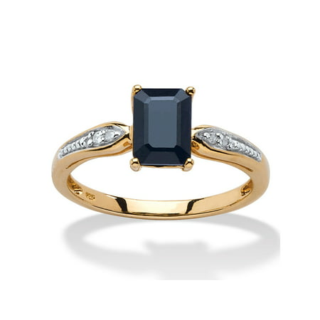 1.15 TCW Emerald-Cut Genuine Midnight Blue Sapphire 18k Gold over Sterling Silver