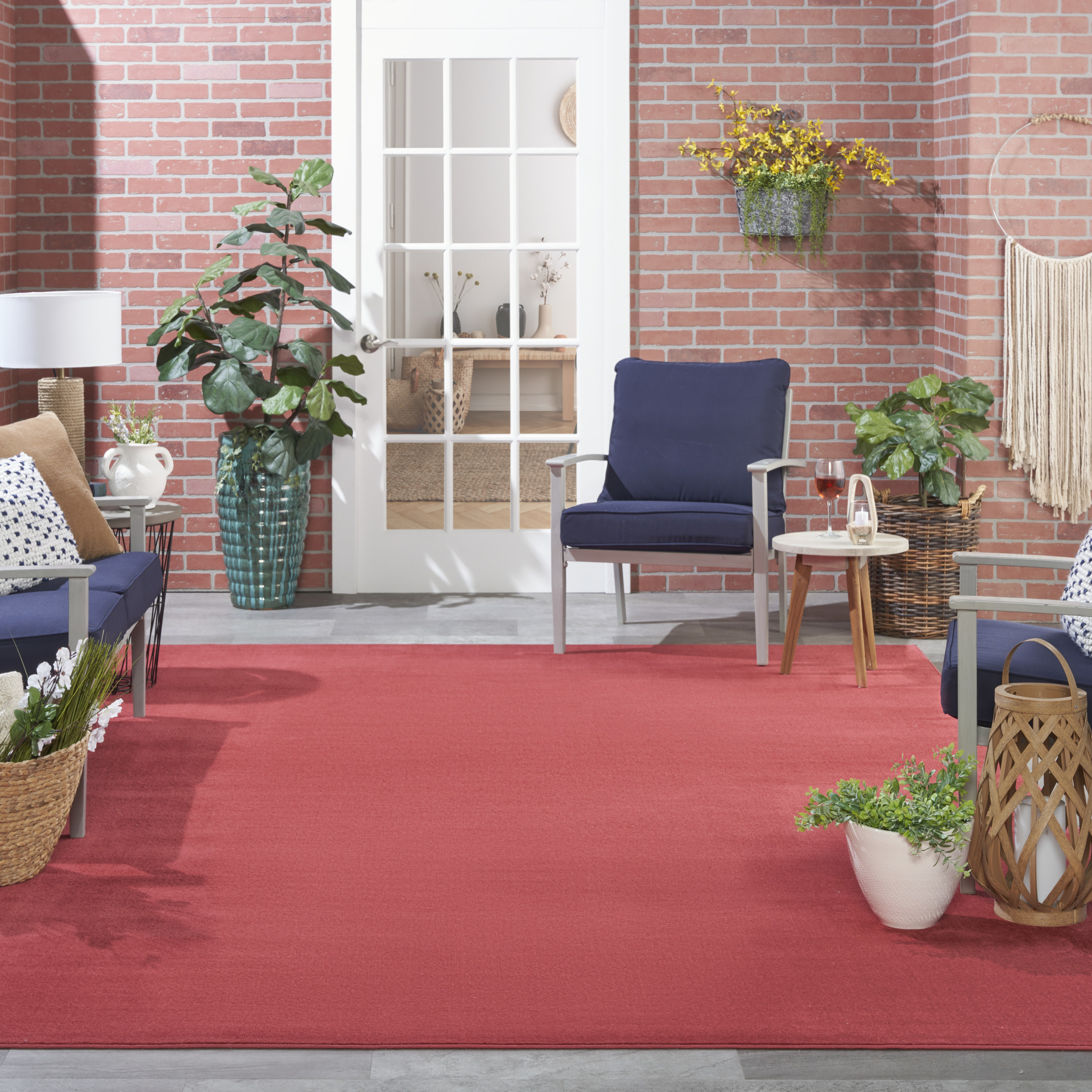 Nourison Essentials Indoor/Outdoor Brick Red 9' x 12' Area Rug, (9x12)