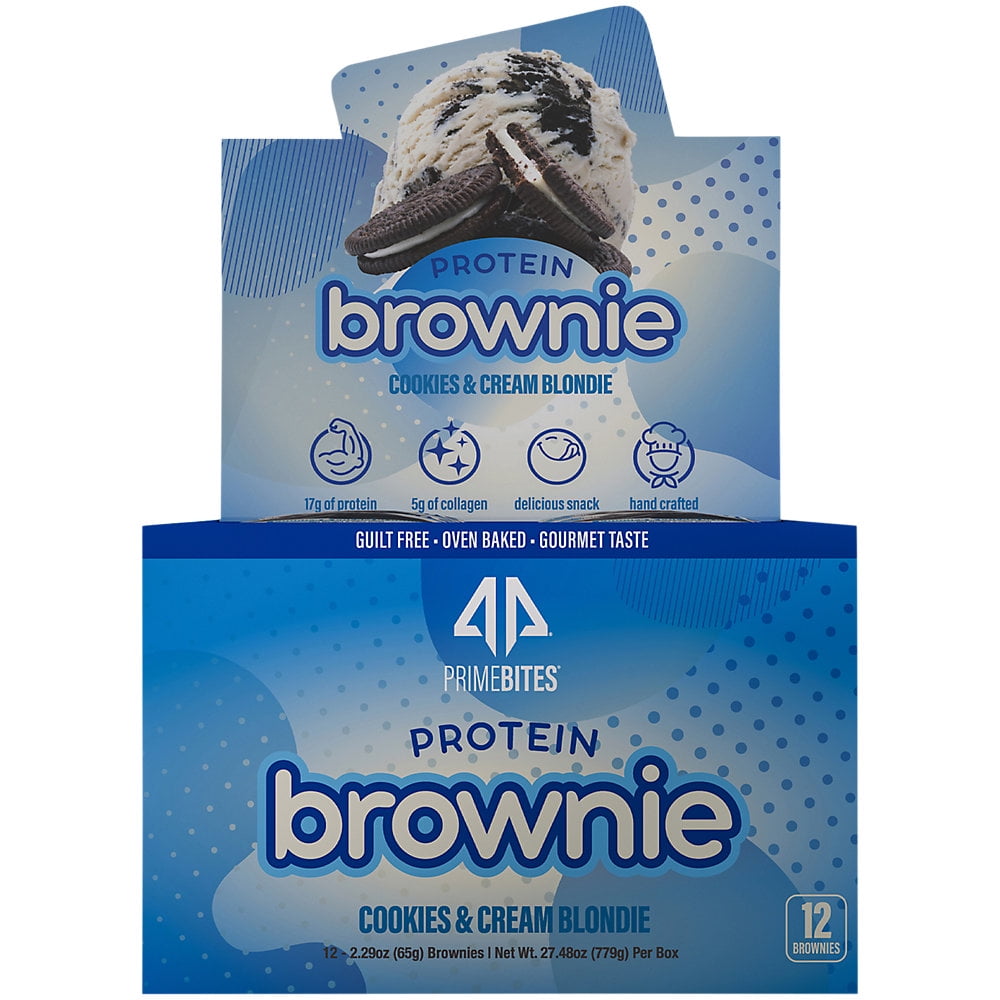 PrimeBites Protein Brownies Cookies Cream Blondie (12 Brownies