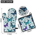 thumbnail image 6 of Butterflies and Leaves Pattern Kitchen Oven Mitt and Pot Holder Sets 4 Pcs for Baking, Cooking and Grilling, Heat Resistant Up To 392 °F, 6 of 7