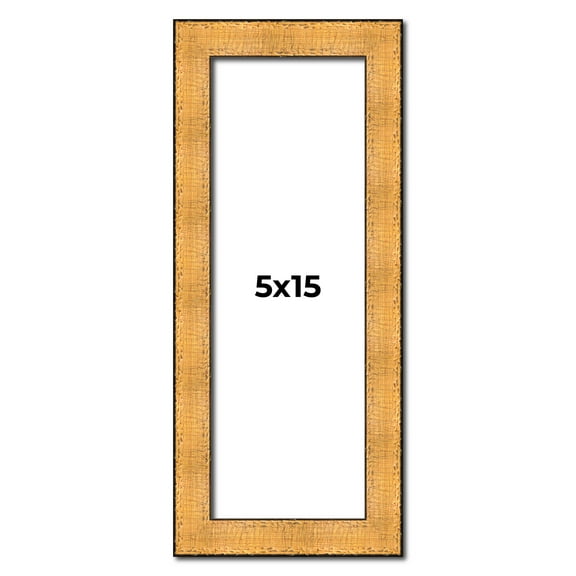5x15 Frame Gold Rustic Solid Wood Picture Frame | 1.25 Inch Wide Moulding | Rustique Gold
