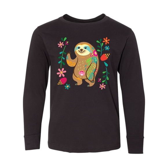 Inktastic Sloth Cute for Girls Long Sleeve Youth T-Shirt